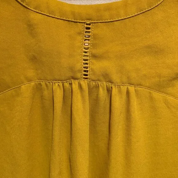 Maeve Womens Mustard Yellow Embroidered Lace Up Tank Top 6 Boho Cottagecore - Picture 8 of 9